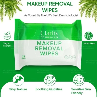 CLARITY PURE GESICHTSREINIGUNGSTÜCHER 3 IN 1 KOMPLETT MAKE-UP ENTFERNUNG GESICHTSREINIGUNGSTÜCHER 25ER MENGE WÄHLEN