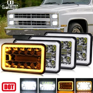 For 1981 1982 1983 1984 1985 1986 Chevy C10 Trucks 4x6 Hi/Lo DRL LED Headlights - Picture 1 of 11
