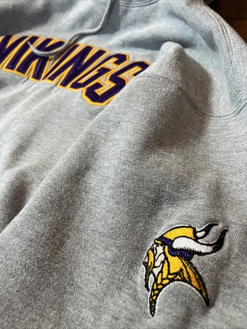 Minnesota Vikings Reebok Gray Hoodie Sweatshirt XL Cover