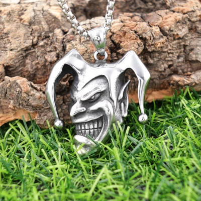 Collar Colgante Calavera Punk Hip Hop Punk Acero Inoxidable Halloween Plata Para Hombre Foto 1 de 4