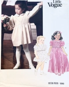 Vogue Sewing Pattern 1293 Girls Smocked Dress inc Smocking Transfers Sz 4 UNCUT - Picture 1 of 4