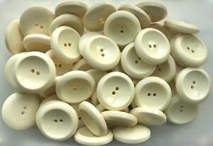 Large 36mm 50L Soft Cream Chunky 2 Hole Coat Buttons Polished Button (Y149)