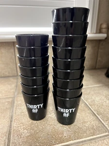 16 Pack 30 AF Black Plastic Shot Glasses Disposable 30th Birthday Cups - Picture 1 of 1