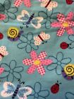 3’ 5” By 3’ Blue, Pink, And White Light Weight Flannel Floral Garden Fabric