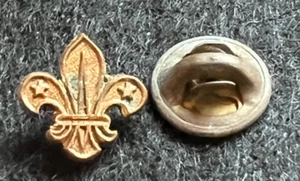 SMALL VINTAGE FLEUR DE LIS BOY SCOUT PIN BADGE GREEN PATINA - Picture 1 of 3