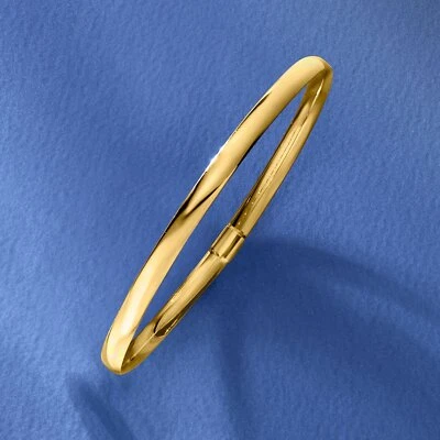 Italian 14kt Solid Plain Yellow Gold Bangle Bracelet 7 inch highly Polished - Image 1 of 4