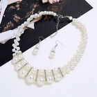 Elegant 3pcs Pearl Necklace Earrings Jewelry Set For Women Choker Necklace G Bii