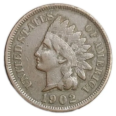 1902 US Old Indian Head Cent 1c Penny KM 90a - Image 1 of 2