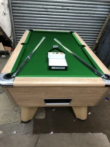 7FT BY 4FT SUPREME WINNER OAK ELECTRONIC COIN OPERATED POOL TABLE CAN DELIVER - Picture 1 of 6