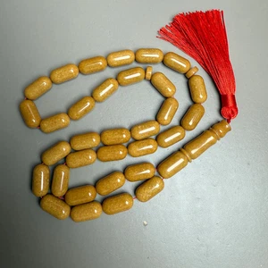 Yellow Amber Islamic Tasbih Misbaha مسبحة Prayer Beads 11x21mm 68.8g - Picture 1 of 3