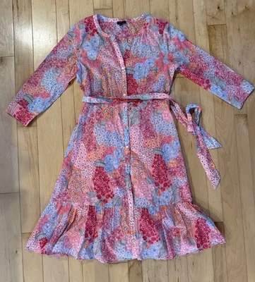 Talbot's Pink Floral Dress Size 6 Lined Collared Belted Cute!! - Image 1 of 4