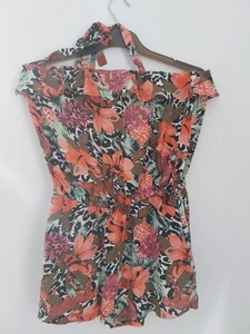 H&M Off the Shoulder Halter Floral Womens Ladies Playsuit EUR S with pockets - Picture 1 of 15