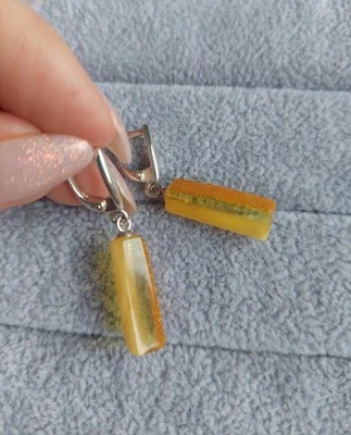 Sehr schöne Ohringe mit echtem Bernstein in 925 Silber (ohne Stempel) - Bild 1 von 4