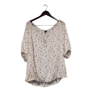 Torrid Women's Top Blouse Floral Bees Boho Relaxed Fit Crepe Tie Neck Sz 1X - Picture 1 of 17