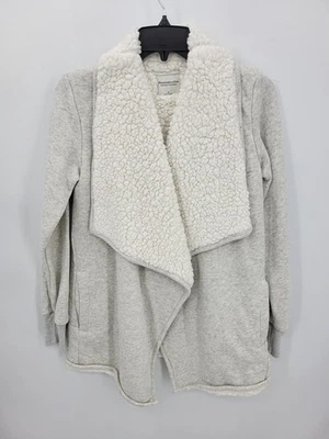 Chaqueta Abercrombie & Fitch Mujer Pequeña Gris Forrada Sherpa Cuello Grande Boho Playa Foto 1 de 4