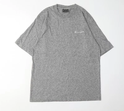 Champion Men's Grey Medium Crew Neck T-Shirt, Logo Accent - Image 1 of 4