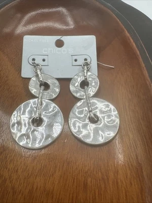 New Chicos Earrings 2” Drop Modern Silver Tone Nickel Free - Image 1 of 2