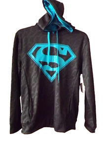 SUPERMAN Pullover Negro Poliéster SUDADERA CON CAPUCHA ~ Para Hombre Talla PEQUEÑA (34-36) ~ NUEVO con etiquetas - Imagen 1 de 1