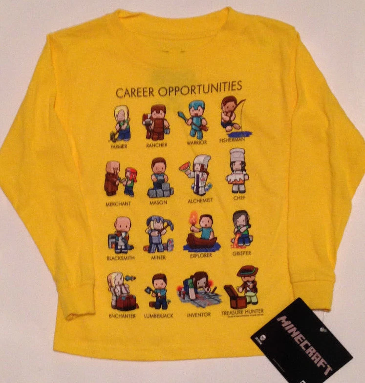 Camiseta MINECRAFT Oportunidades de Carrera Tallas Niños 4 5/6 7 Jóvenes 6/8   Foto 1 de 1
