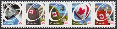 DIE CUT = PRIDE, CANADARM, HELICOPTER = Strip of 5 sts Canada 2011 #2423i MNH - Image 1 of 2