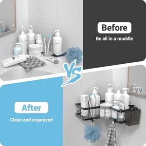 Corner Shower Caddy, 2 Pack Adhesive Shower Corner Organizer Shelves, No Drillin - Picture 1 of 5