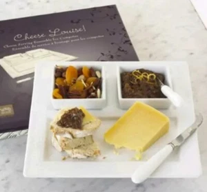 White Serving Plate + 2 Dishes & Knives Cheese Louise Set 11.5" Boxed Ceramic  - Picture 1 of 14