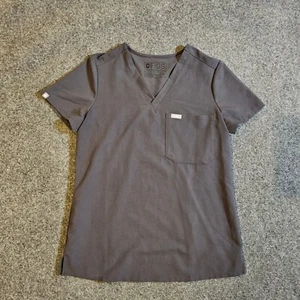 FIGS Top Womens Size XS Gray 3 Pockets Short Sleeve Stretch Technical Comfort - Picture 1 of 10