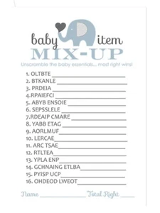 BABY SHOWER BLUE ELEPHANT GAME CARDS (2)  Supplies Activity Party Celebrate - Picture 1 of 2