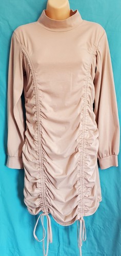 VETEMENTS Abito donna SHEIN kaki finto collo doppio davanti coulisse corto elasticizzato taglia L