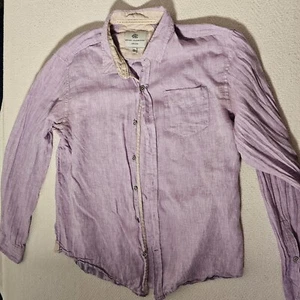Report Collection Mens Button Up Long Sleeve Linen Shirt Size XL Light Purple - Picture 1 of 8