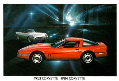 1984 Chevrolet Promo 5-1/4"x 3-5/8" Postcard of 1984 Corvette & 1953 Corvette - Image 1 of 2