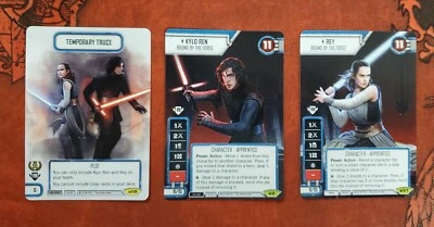 Star Wars Destiny Promo Tregua Temporal, Kylo Ren & Rey Juego de 3 cartas Foto 1 de 2