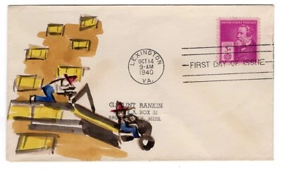 #891 Cyrus Hall McCormick Inventor Famous American 1940 FDC  Hand-painted Adler - Image 1 of 4