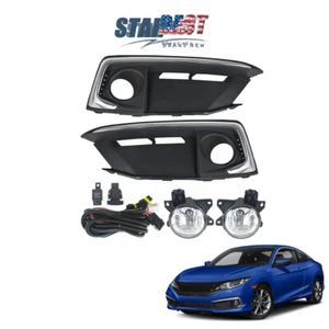 Juego de cubierta de faros antiniebla para parachoques delantero Honda Civic 2019-2020 cupé/sedán - Imagen 1 de 10