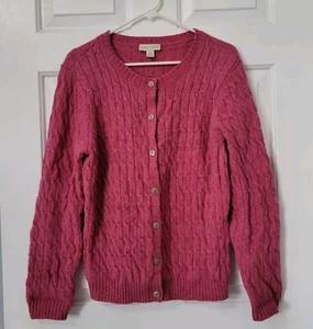 Appleseed's Wool Classic Cable Knit Button Front Cardigan Size Medium 100% Wool - Picture 1 of 9