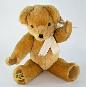 MERRYTHOUGHT BEAR with RIBBON and Card Tag 30cm - Imagen 1 de 10