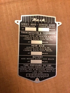 Vintage Nash Service Guide Plate Series 4900 NOS Antique Car ID Badge Part #E - Foto 1 di 5