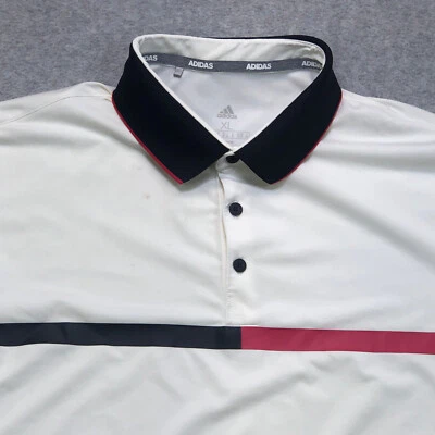 Adidas Polo Shirt Men's Extra Large White Stripe Golf Performance Stretch - Image 1 of 4