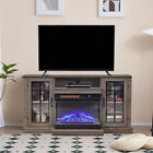 Electric Fireplace With TV Stand Unit Cabinet Fire Logs Heater Flame Living Room