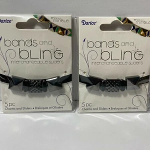 Darice Bands and Bling Mix Mingle Jewelry Charm Sliders Pyramid 2 Pack Black - Picture 1 of 12