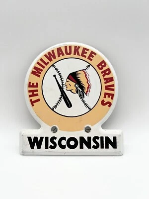 Vintage Milwaukee Braves Wisconsin License Plate Topper Major League Baseball - Image 1 of 3