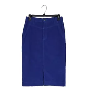 Gonna We The Free People taglia 26 blu velluto a coste matita midi bottoni fessura davanti - Foto 1 di 9