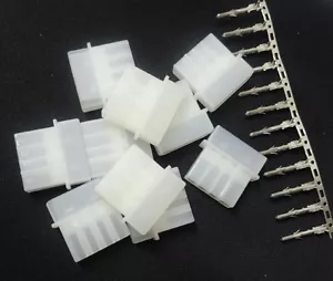 10 Kits PC Computer Netzteil Netzstecker 4P 4 Pin Stecker Molex Mod Crimp Stecker weiß - Bild 1 von 4