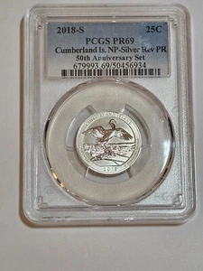 2018-S 25C Silver Reverse Proof Cumberland Island PCGS PR69 50th - Picture 1 of 2