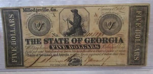 1862 Milledgeville, GA State of Georgia Five Dollars $5 Bill Note Obsolete - Picture 1 of 4