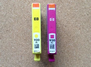 DWA x oryginalne wkłady atramentowe HP 920 XL - PURPUROWE I ŻÓŁTE - z bezpłatną przesyłką - Zdjęcie 1 z 2