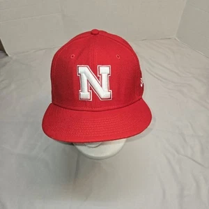 Nebraska Cornhuskers fitted hat size 7 1/2 EUC NCAA New Era 5950 Red - Picture 1 of 7