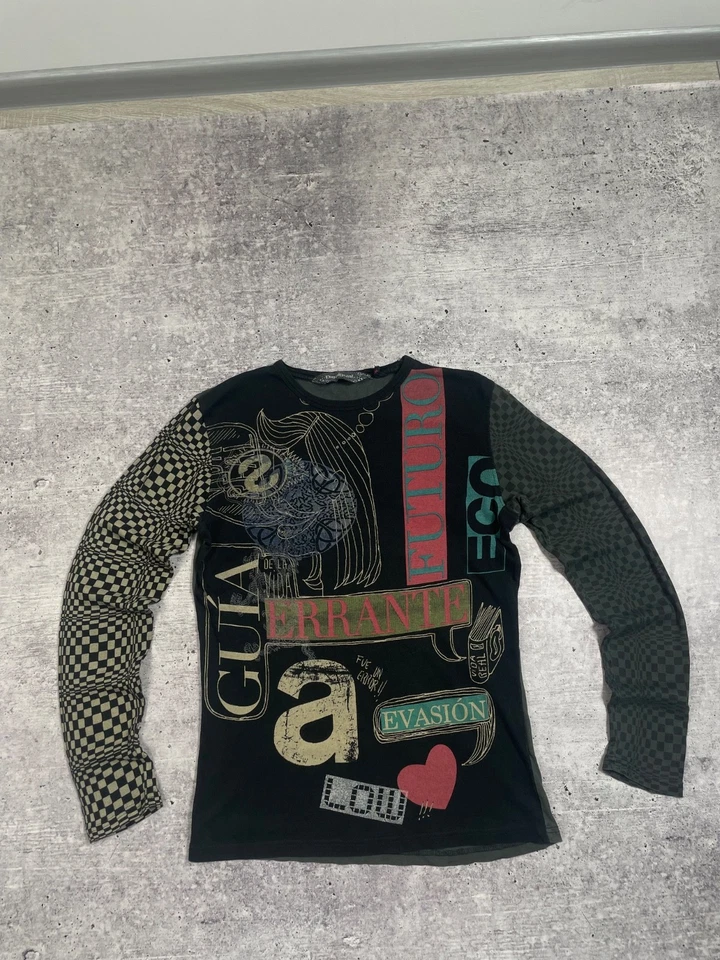 Camisa estampada vintage estilo Desigual Save The Queen manga larga Y2K Foto 1 de 4