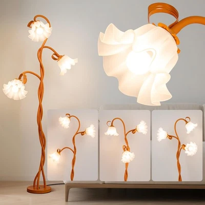 Abajur de pé floral para quarto - 3 temperaturas de cor decorativo flor tal... - Imagem 1 de 4