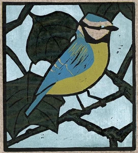 John Tuck - Signed Linocut - Blue Tit - 2/4 - Contemporary Art - Picture 1 of 6